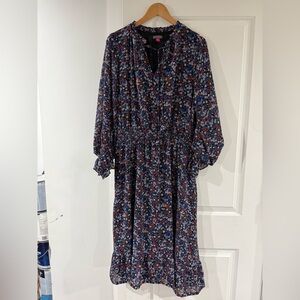 VINCE CAMUTO Multicolor Floral Long Sleeve Flowy Maxi Dress
